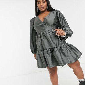 ASOS CURVE x COLLUSION | Taffeta wrap mini dress | PLUS SIZE
